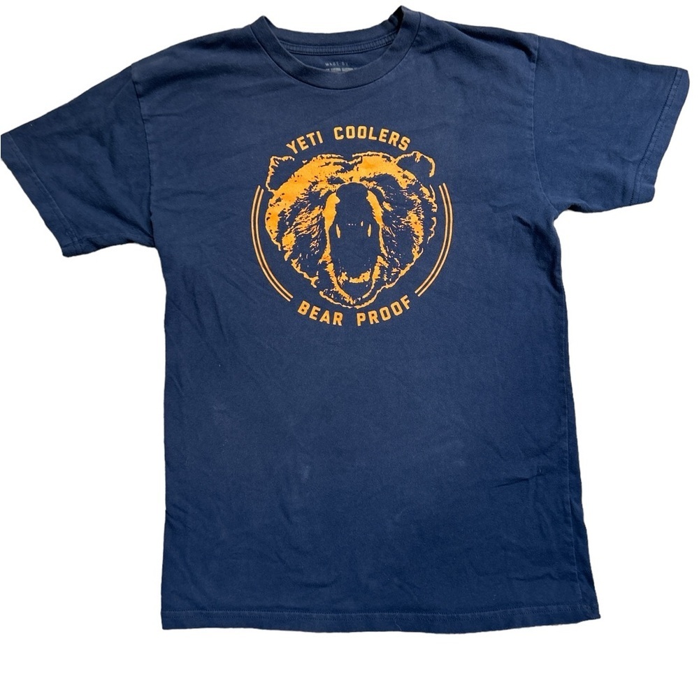 Yeti Coolers Bear Proof T Shirt Medium Blue Orange Graphic Tee Mens
